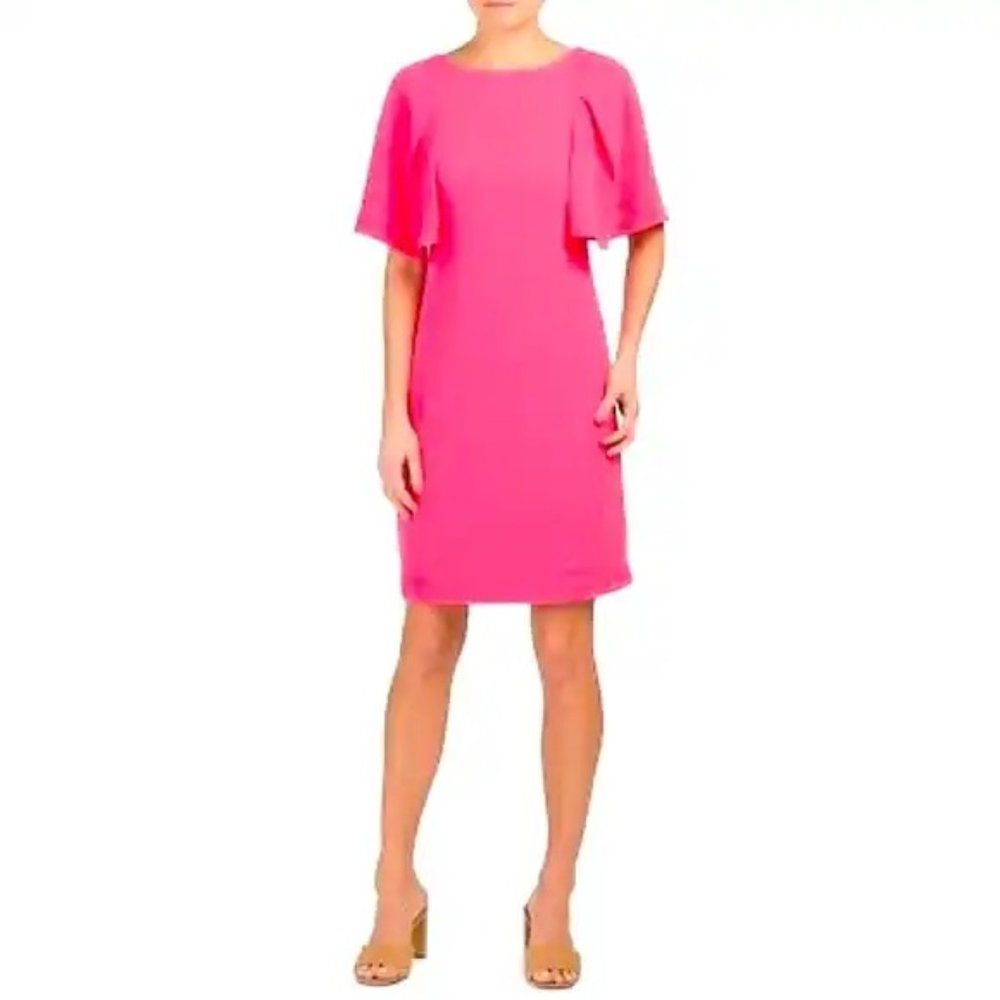 TRINA TURK Pink Scenic Flare Sleeve Pink Shift Dress